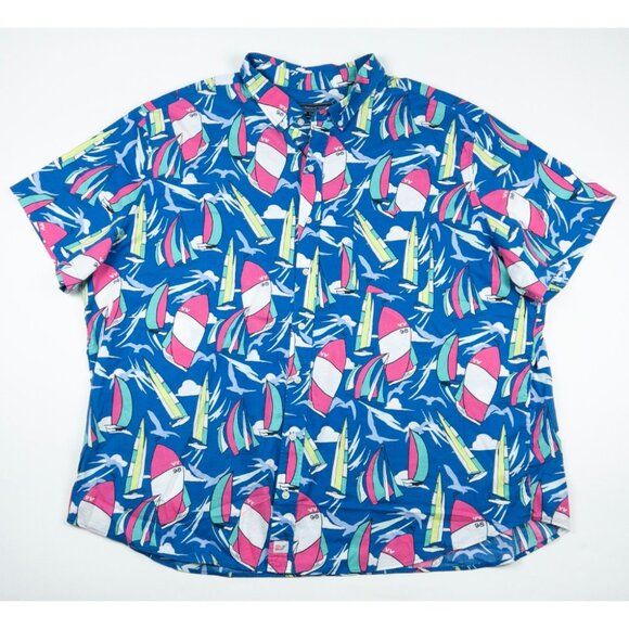 Vineyard Vines Shirt Men's 3XB (3XL Big) Sailboat Pattern Button-Up Hawaiian - Picture 1 of 14